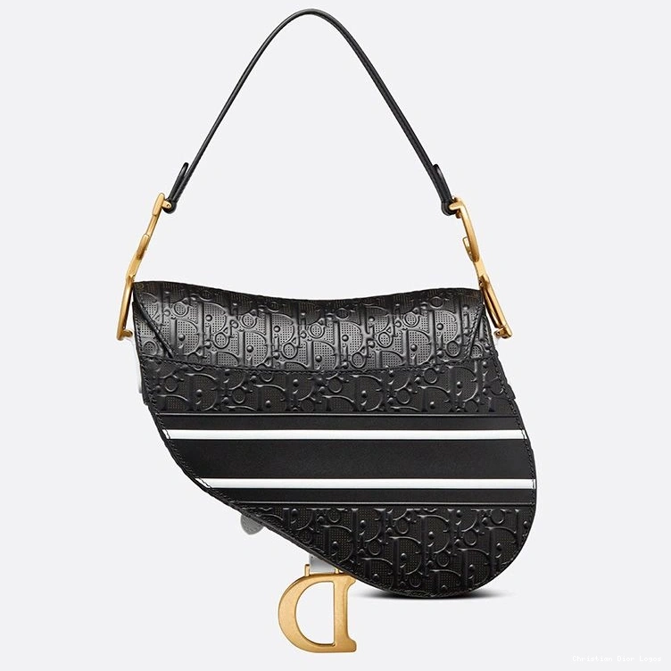 Cheap Bag Oblique Calfskin Christian White Embossed Dior Saddle Black 0709 Luxury